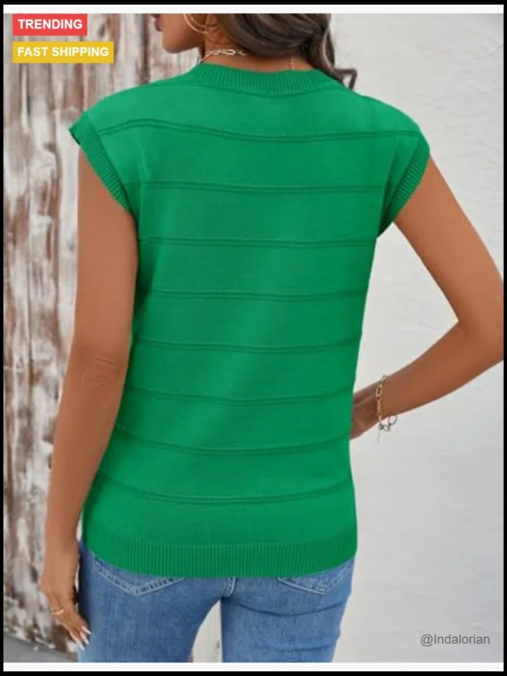 Sleeveless Knitted V-Neck Cap Sleeve Pullover Vest Top